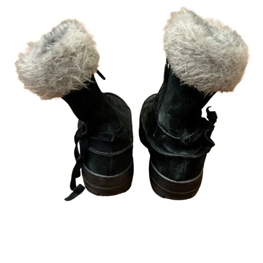 Sorel Northern Lite Tall Black Suede Boots Side Zip Size 6.5 Women’s